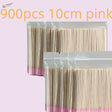 Pink-tipped wooden micro cotton swabs, 10cm disposable sticks