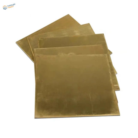 Stack of 100x100mm H62 brass sheets with golden hue