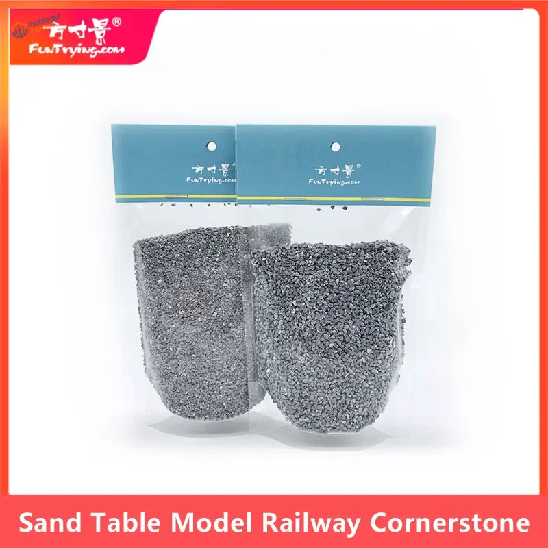 Gray textured 100g ballast gravel bag for model railway cornerstone