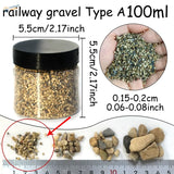 Clear 100ml jar of miniature rocks railway gravel type A, 4 rock sizes