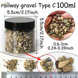 Clear 100ml jar of miniature rocks railway gravel type c, 4 rock sizes