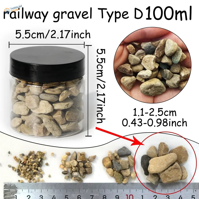 100ml miniature rocks jar with beige gray gravel in 4 rock sizes