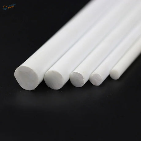 100pcs 0.5-2.5mm white styrene round rods, varying diameters