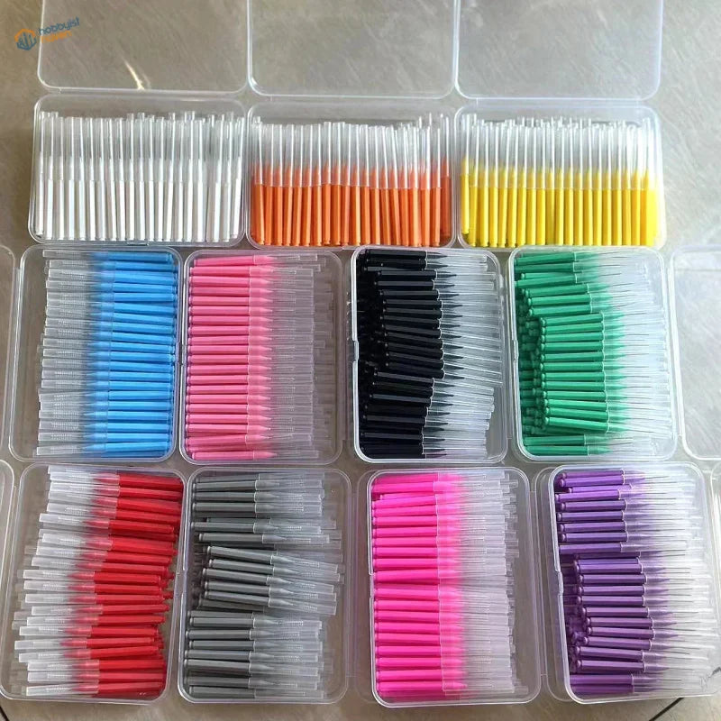 100pcs mini brushes for airbrush cleaning, colorful transparent gradient handles