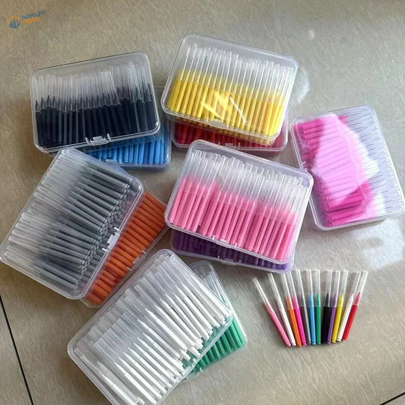 100pcs mini brushes for airbrush cleaning with colorful gradient pens