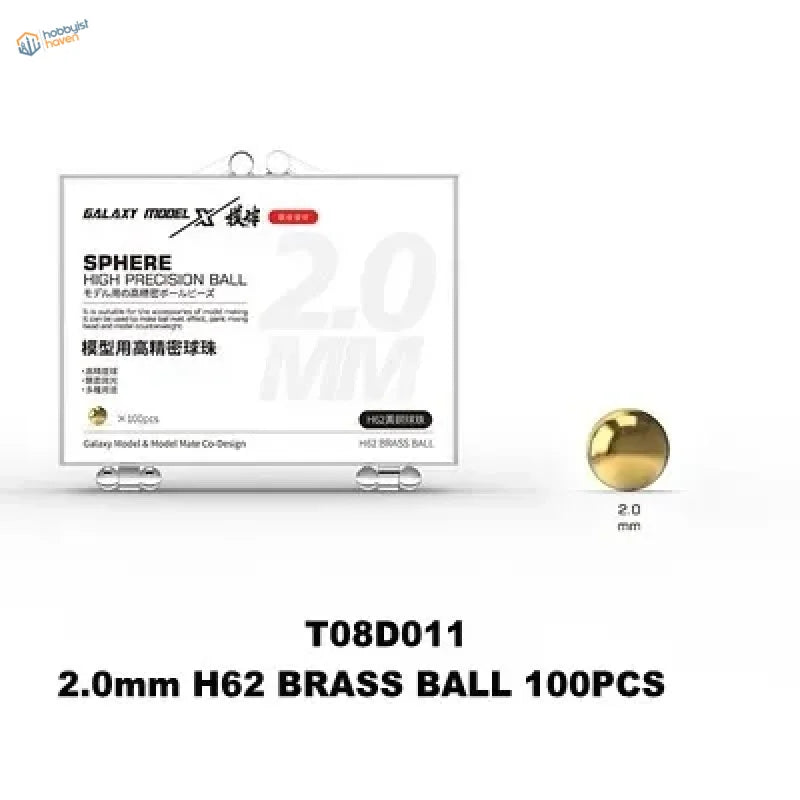 Golden 2.0mm H62 brass ball t08d011 for paint mixing, 100pcs display card