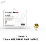 Golden 2.0mm H62 brass ball t08d011 for paint mixing, 100pcs display card