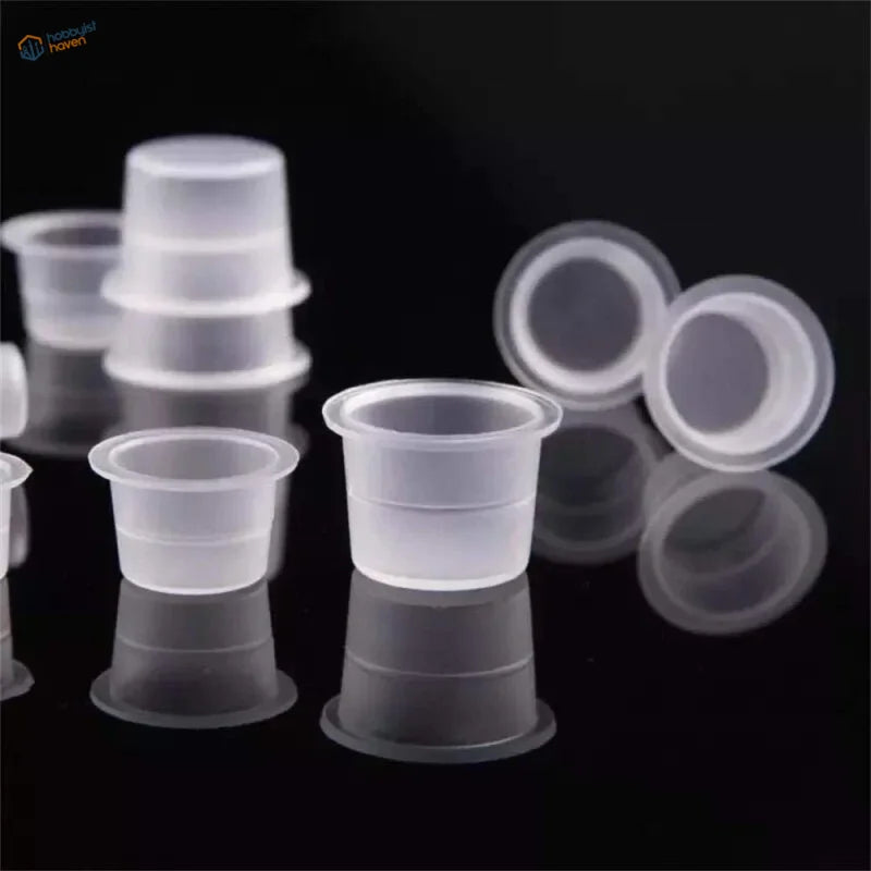 100pcs S/M/L transparent tapered disposable paint cups with flat base