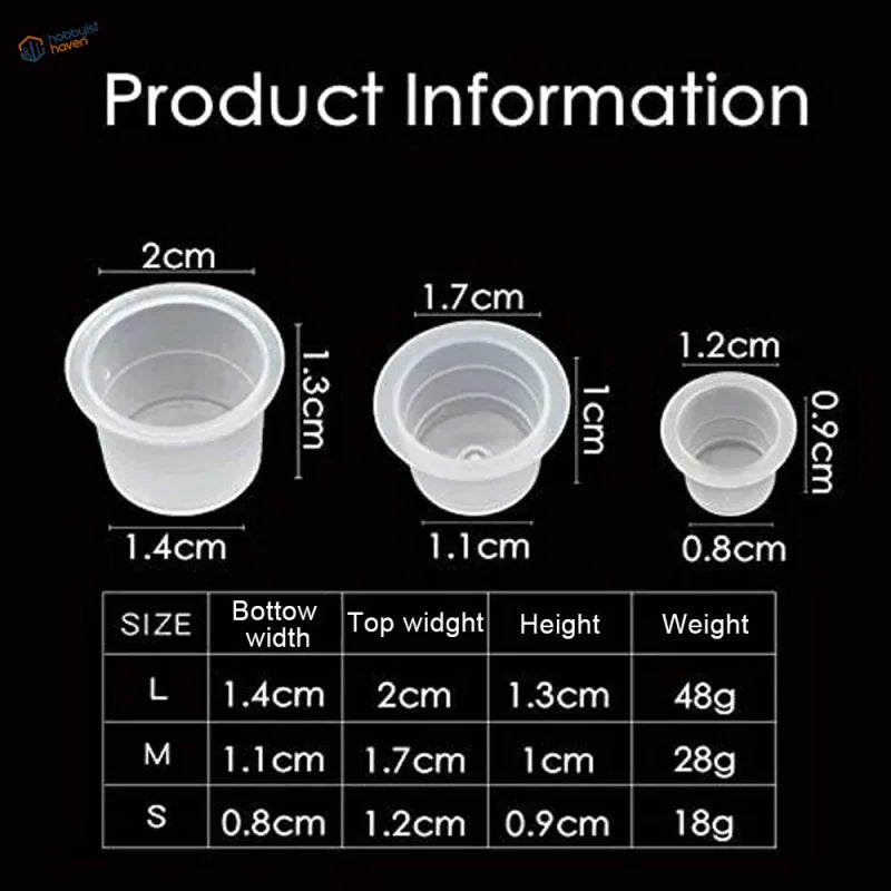 Disposable paint mixing cups in large, medium and small