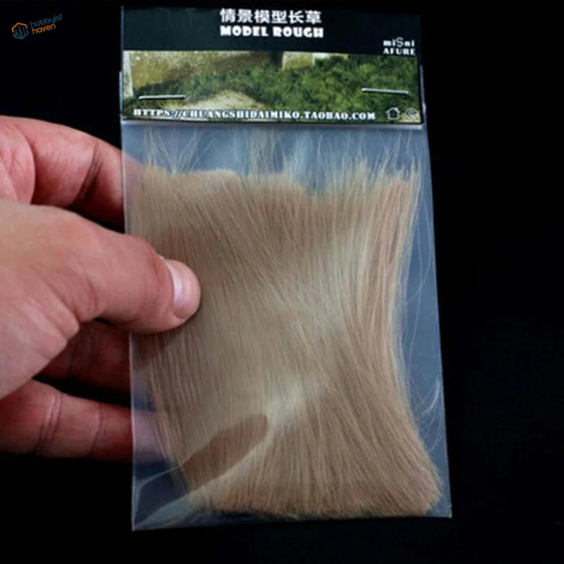 10cm static grass beige synthetic turf in clear sleeve for model scenery