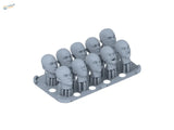 Gray plastic stand with 10pcs 1/35 3D-printed assorted heads for scale modeling