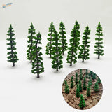 10pcs 85mm green miniature pine trees with detailed foliage for dioramas