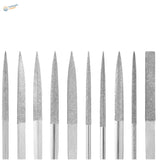 10pcs diamond files set with 10 silver metal tools and varied tips