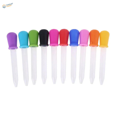 10pcs silicone droppers with colorful silicone tips in vibrant hues