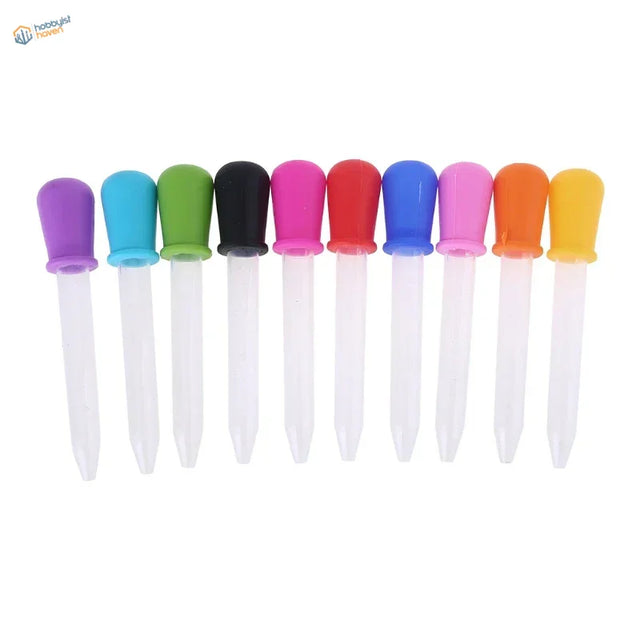 10pcs silicone droppers with colorful silicone tips in vibrant hues