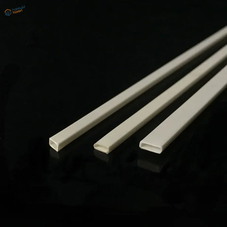10pcs styrene rods for scale modeling, off-white rectangular hollow tubes