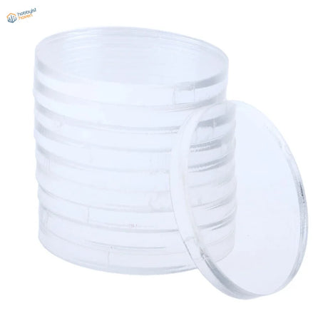 Stack of transparent acrylic bases, 45mm round for miniatures
