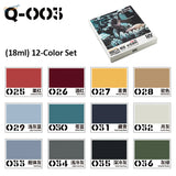Q-003 18ml 12-color acrylic paints set for scale modeling in white box