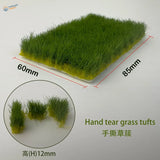 12mm static grass tufts: green hand-tear grass, 60mm x 85mm, 12mm height