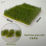 12mm static grass tufts: green hand-teared grass, 60mm by 85mm, 12mm height