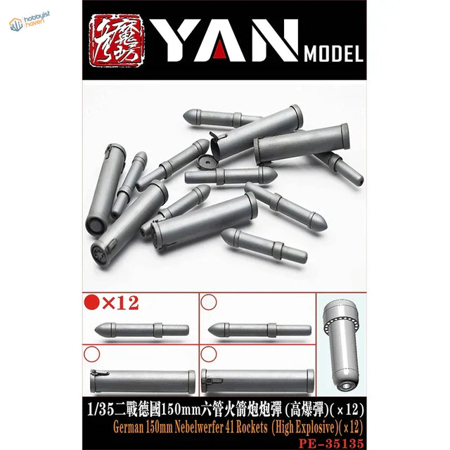 Silver 1/35 high explosive smoke rockets for Nebelwerfer 41 scale modeling