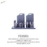 1/35 WWII German jerry cans model: gray plastic 20L with molded markings