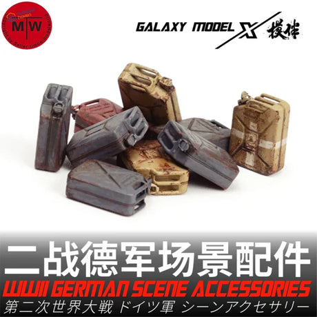 12pcs 1/35 WWII German Jerry Cans in weathered tan, olive drab, gray, red