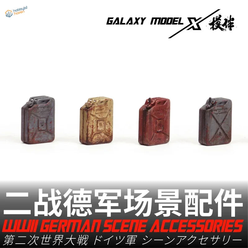 Four 1/35 WWII German jerry cans with weathered rugged finish