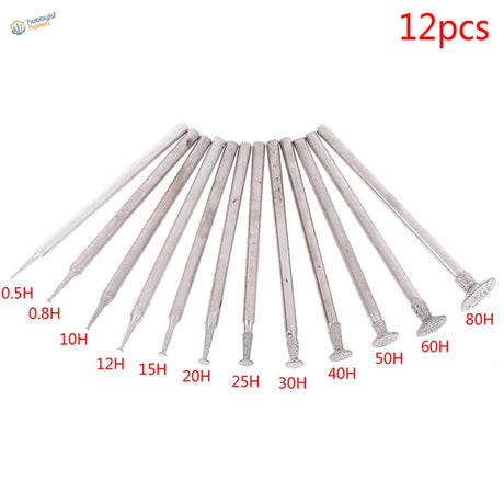 12pcs diamond burrs silver precision engraving rods for electric grinder