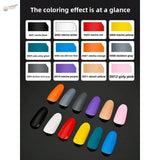 12pcs double-headed oil-based markers with vibrant nail polish colors on large surfaces