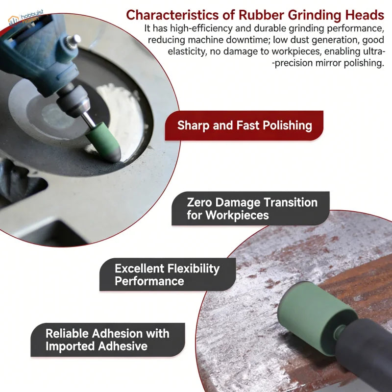Green rubber abrasive bit with black handle for precision polishing in 12pcs elastic rubber abrasive scale modeling set