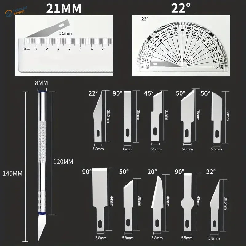 Silver 21mm precision craft knife in 13pcs hobby knives set