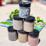 140ml ballast gravel in stacked clear jars with 6 colors