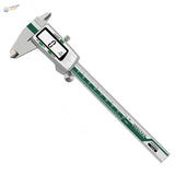 150mm stainless steel digital caliper with green accents and LCD display