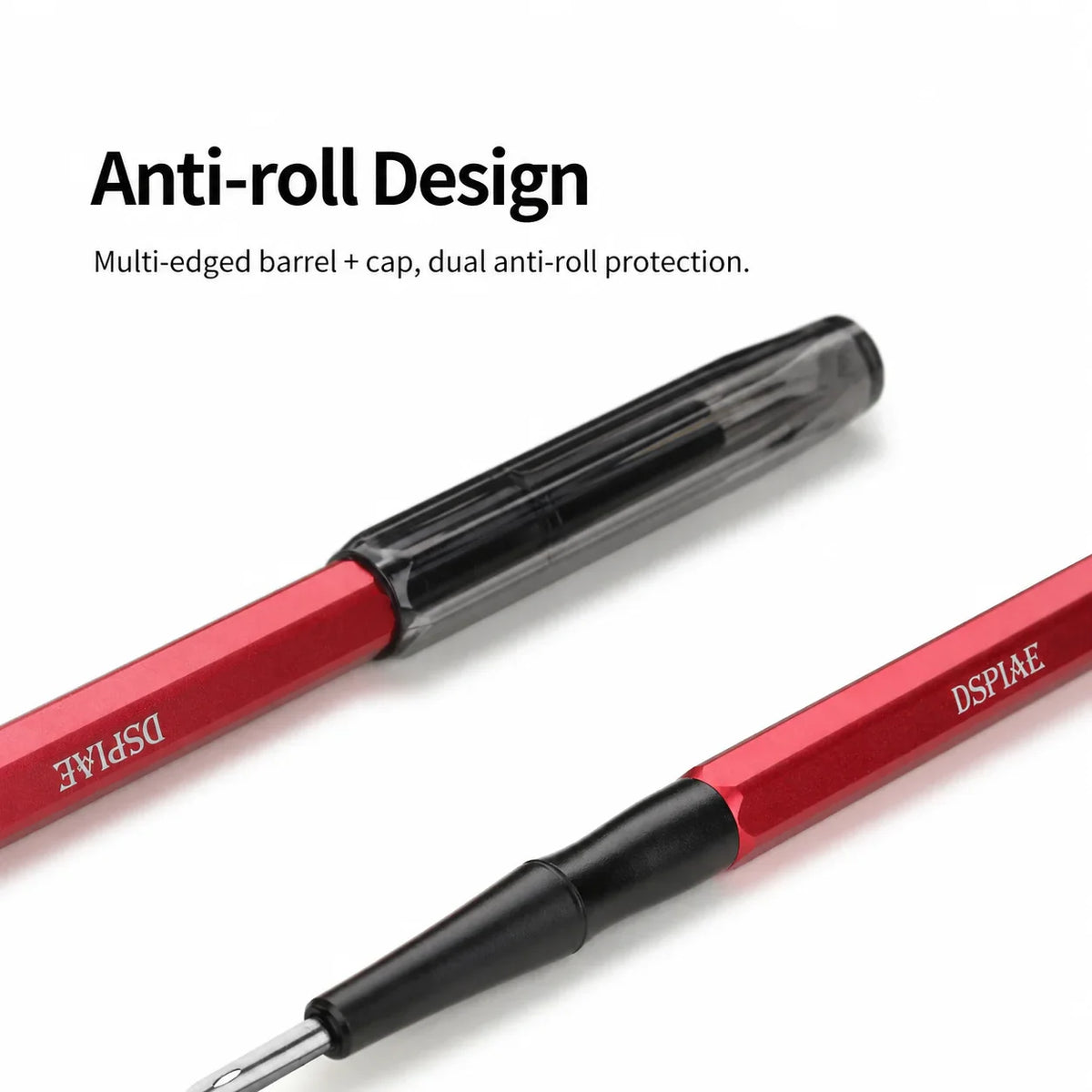 Dspiae at-pl pro panel line pen with red hexagonal body black cap and stainless steel nib for panel line fluid use