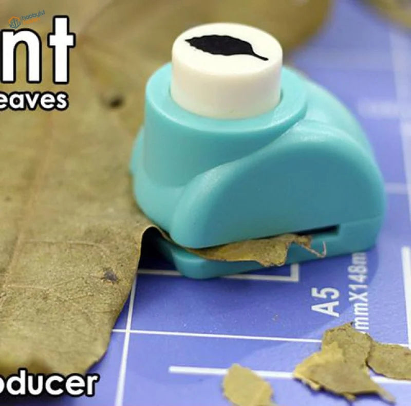 15mm tree leaf maker turquoise plastic punch with white top black leaf design