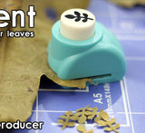 15mm tree leaf maker turquoise punch cutting golden leaves