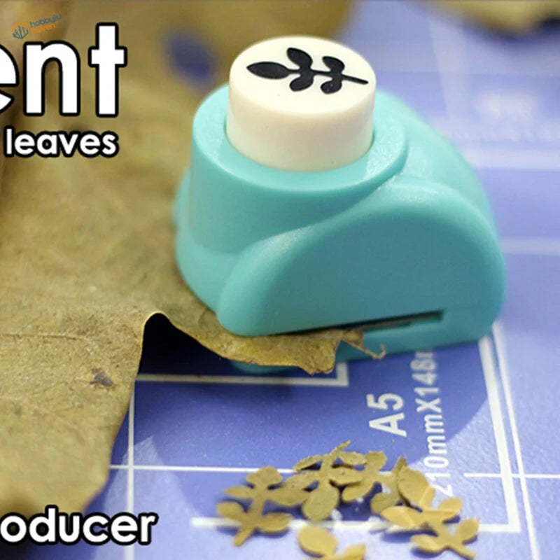 15mm tree leaf maker with teal plastic leaf punch and black leaf design
