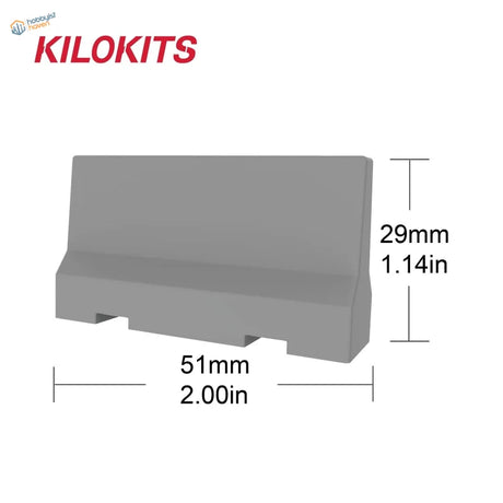 Gray Kilokits plastic traffic barrier, 51mm wide, 29mm high