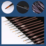 15pcs precision brush set with brown-handled fine-tipped brushes