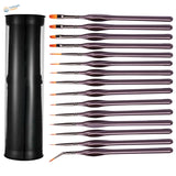 15pcs precision brush set with 12 art brushes and black holder