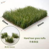 16mm static grass tufts: green hand-teared grass, 60mm by 85mm, 16mm height