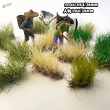16mm static grass tufts in 1:64 diorama with figurines and white horse