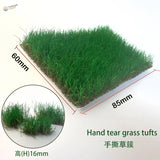 16mm static grass tufts: green artificial grass hand-torn for natural look