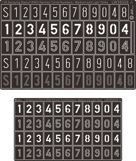 1:35 scale WWII German armor numbers stencils for model tanks