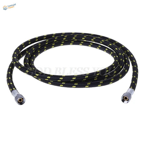 180cm nylon braided air hose with black yellow pattern and metal connectors
