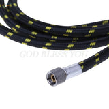 180cm nylon braided air hose with black yellow pattern and threaded connector
