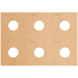 Brown coin sheet with labeled cutouts for airbrush stencils model painting