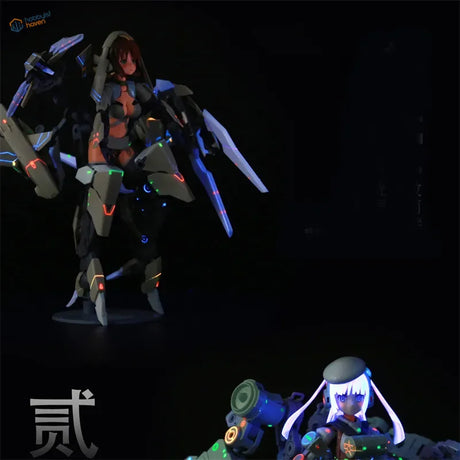 Detailed black gray anime mecha with 18ml fluorescent liquid paint glowing lights