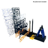 Black multifunctional sprues holders with tool slots and yellow mat
